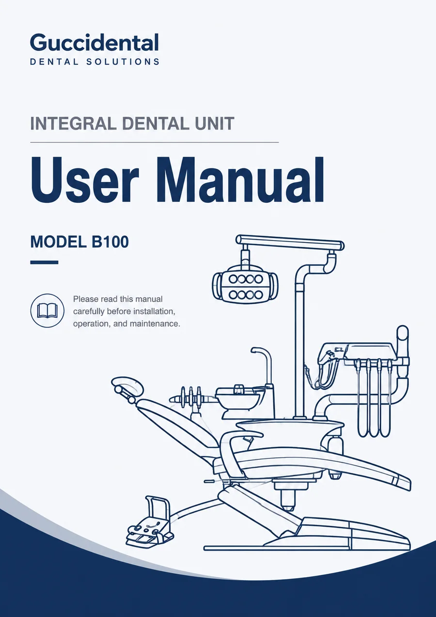 Front cover of the Guccidental B100 Series integral dental unit user manual