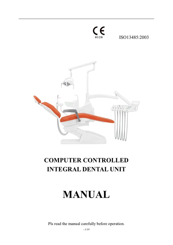Front cover of the QL2024 dental chair user manual
