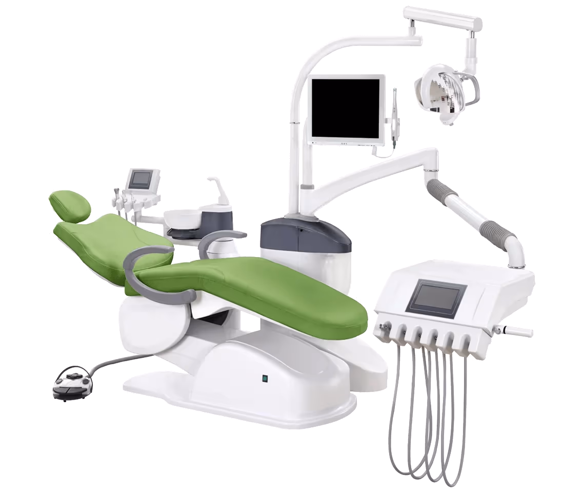 A6800 dental chair shown with H-3 H-3 full-silicone upholstery