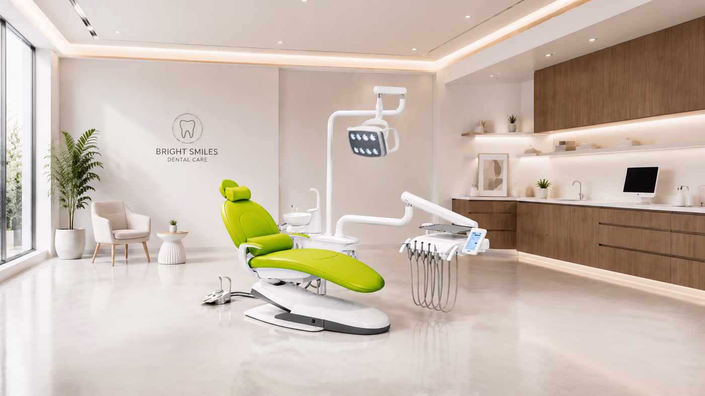 B100L Premium dental chair in a clean real clinic layout