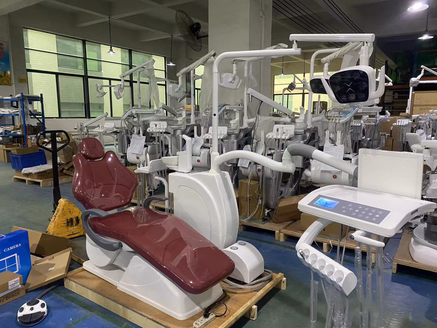 G1 dental chair treatment-room overview in a real clinic installation