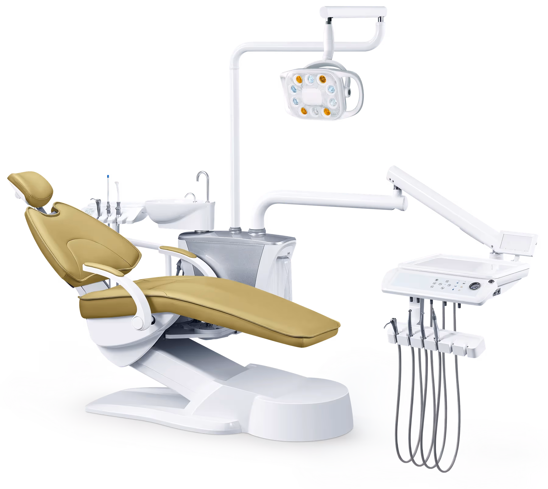M100(L) dental chair shown with M01 upholstery