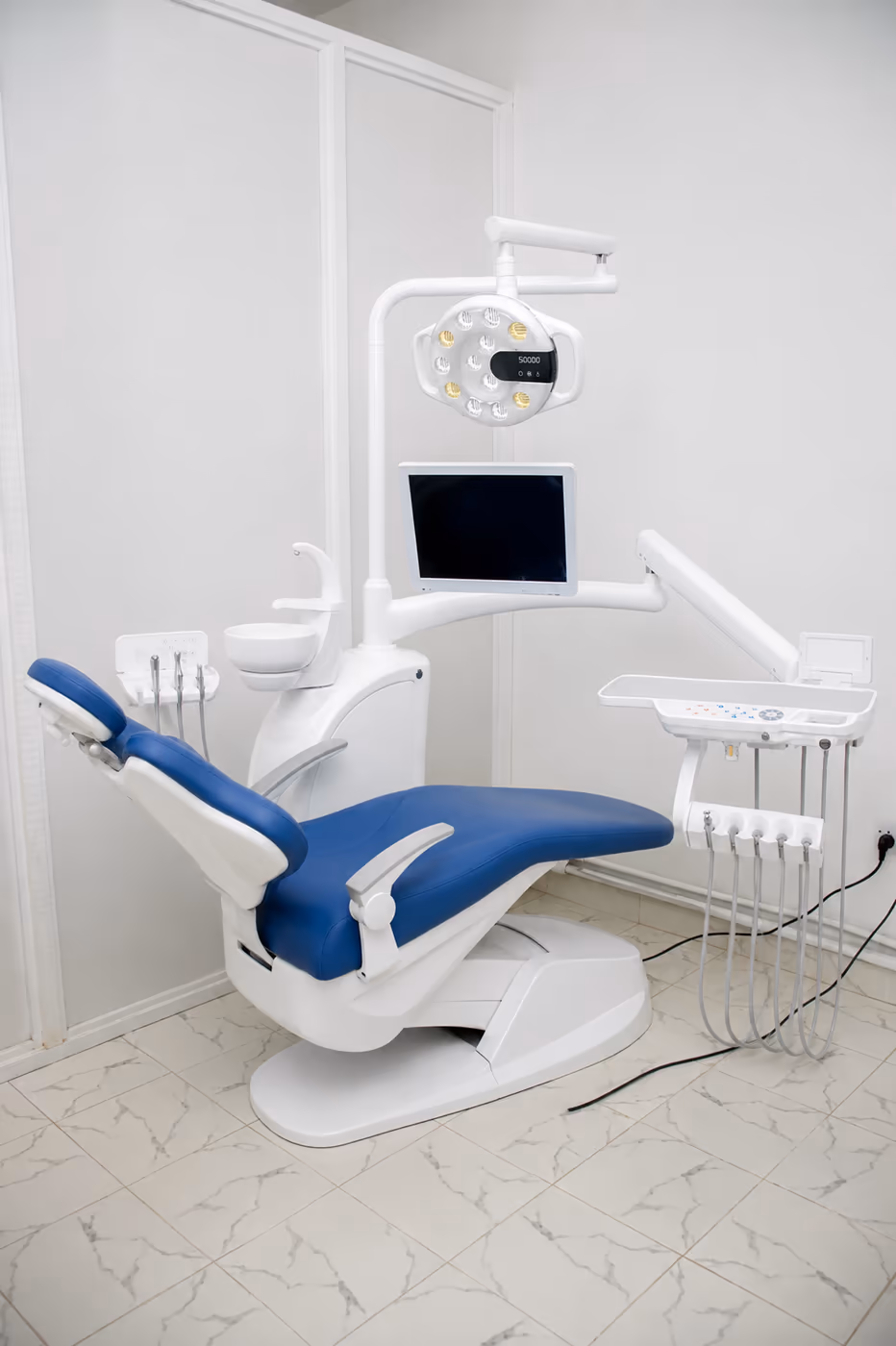 P3 dental chair in a supplied finished treatment-room reference image