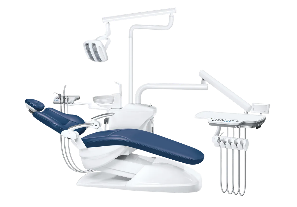 S620 mid-range dental chair with blue upholstery