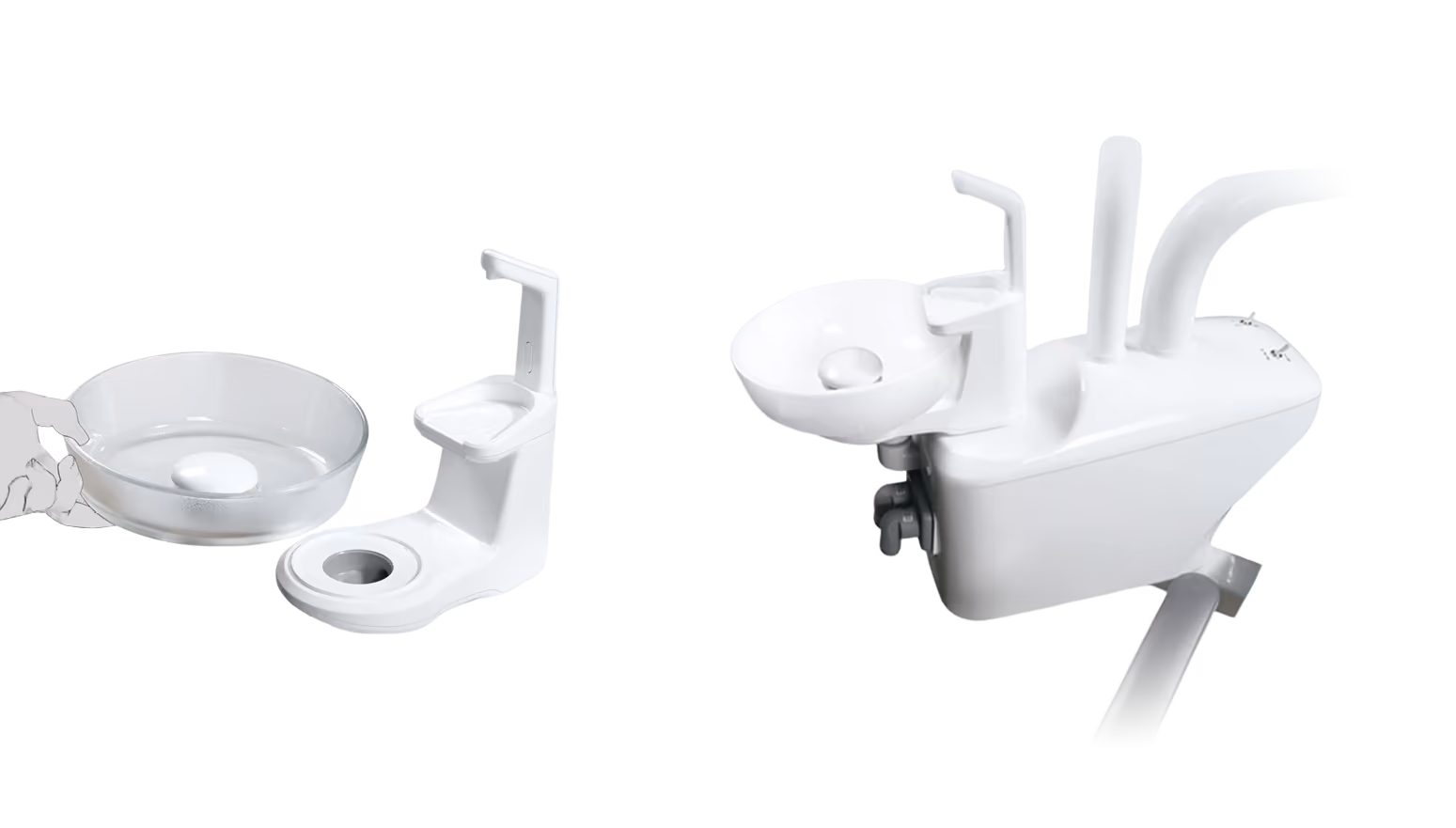 S620 easy-clean cuspidor area for room turnover
