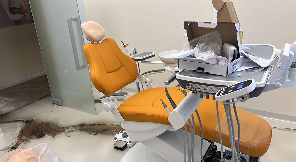 Orange S670 dental chair installed at a customer clinic in Romania