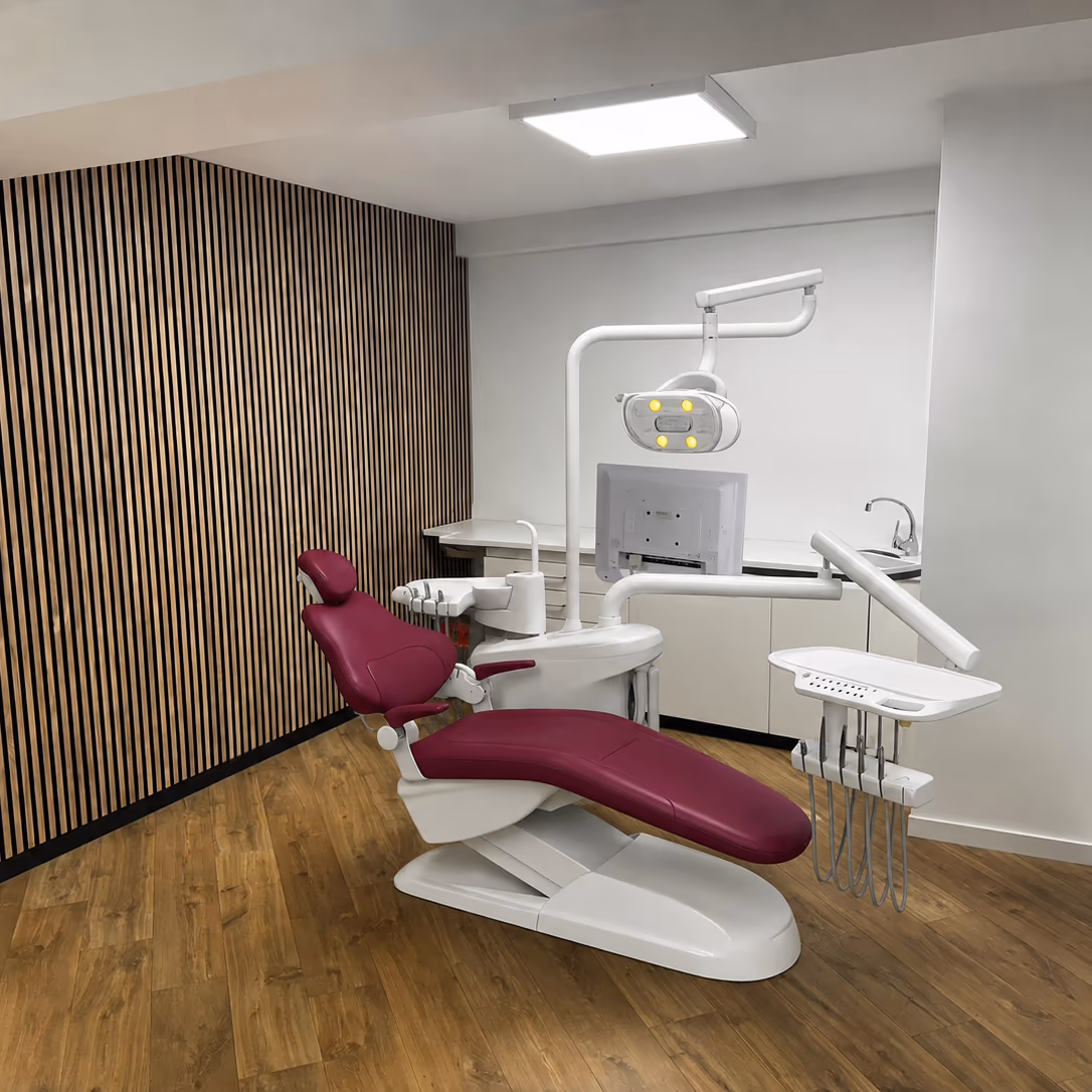 TJ2028II Prime dental chair in a supplied finished treatment-room reference image