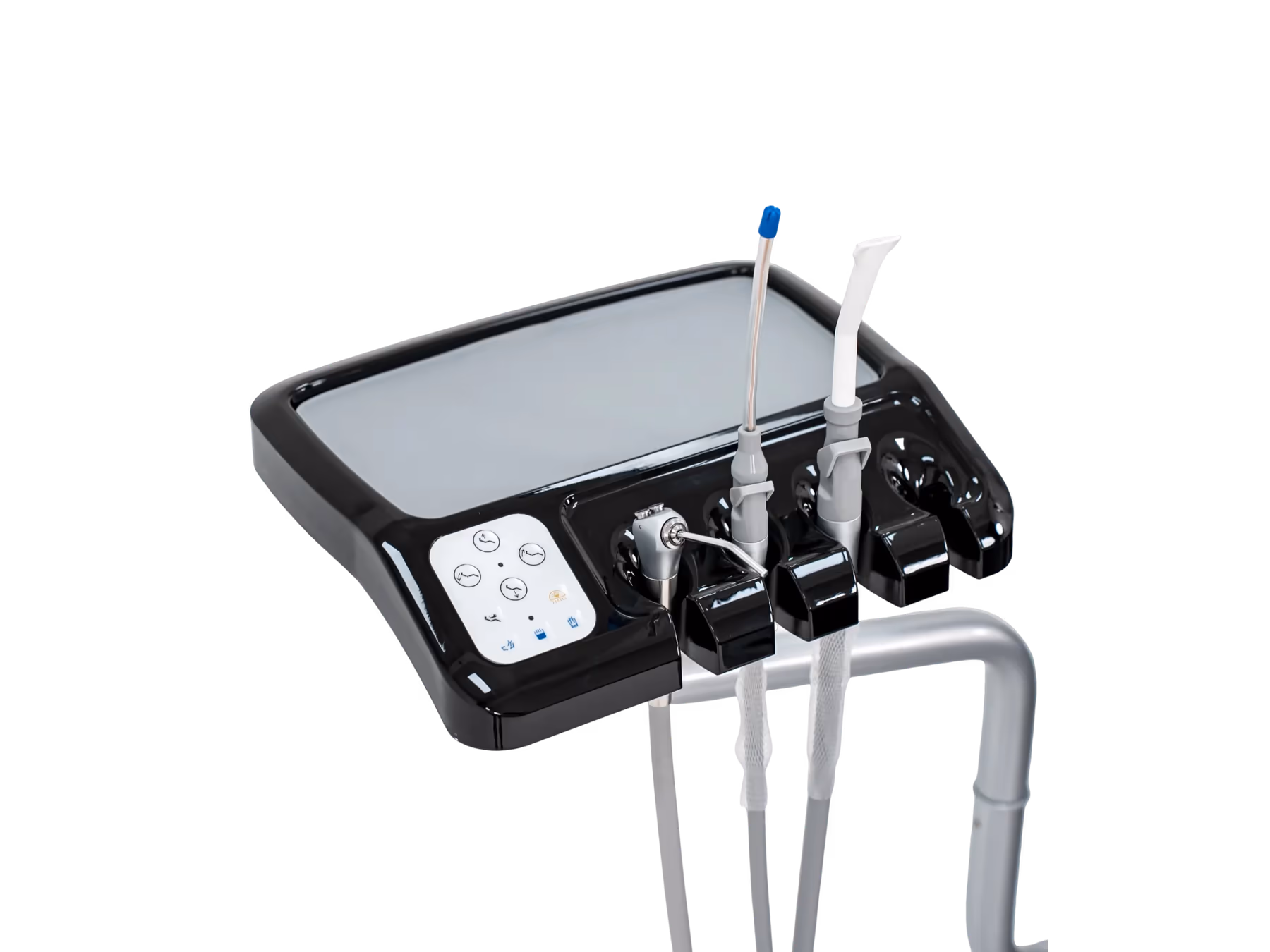 V3-Black integrated instrument tray with handpiece holders