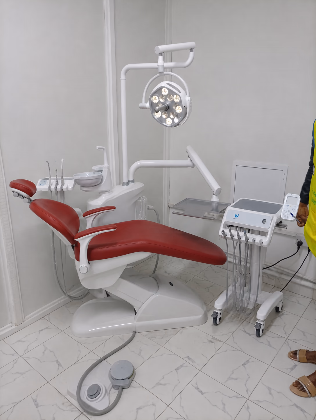 Red V3 Implant dental chair installed in a real customer treatment room